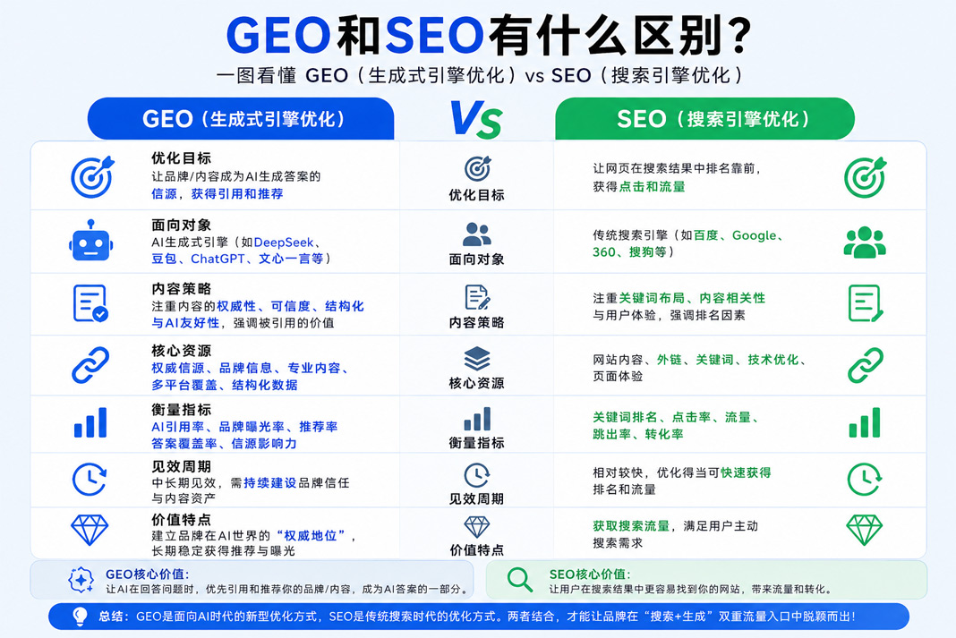 GEO和SEO有什么区别？企业为什么不能只做SEO了？